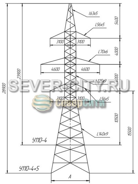 Опора У110-4+5 чертеж
